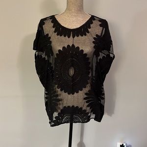 Mesh and lace blouse in black size XL.  Sheer material.  Excellent condition.